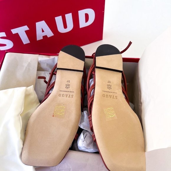 $325 NWT STAUD Adeline Leather Lace-Up Sandals Sz 7 - Picture 5 of 6